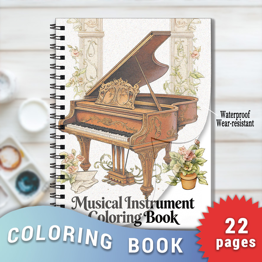 Musical Instrument Coloring Pages - كتاب تلوين للكبار بتصميم البيانو الكبير