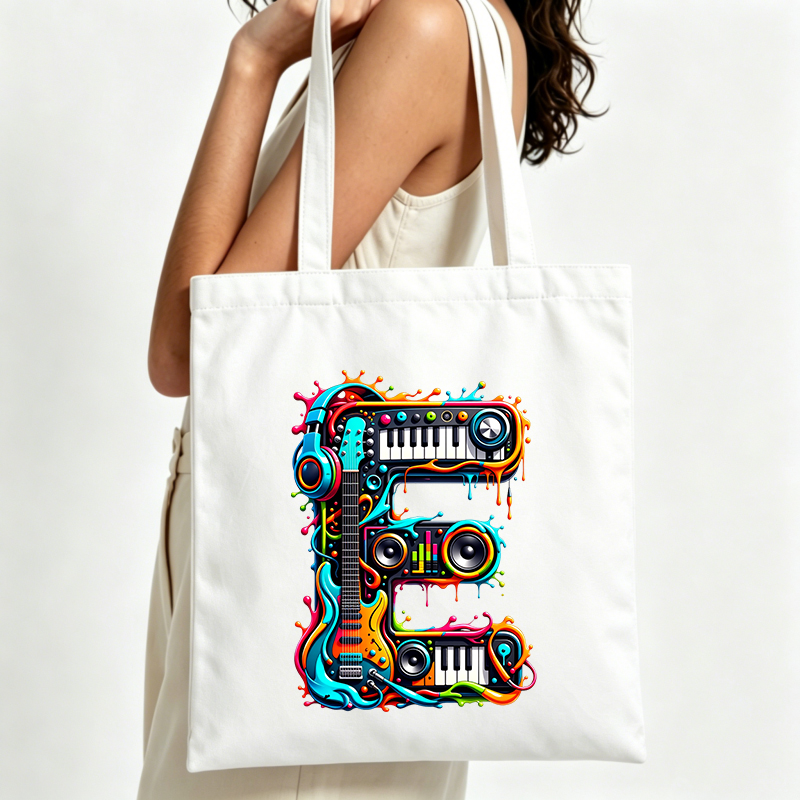 Musical Instrument Shop - حقيبة حمل قماشية مزينة برسومات آلات