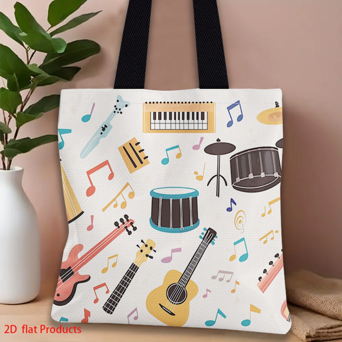Musical Instrument Shop - حقيبة تسوق بتصميم نابض بالحياة لآلات